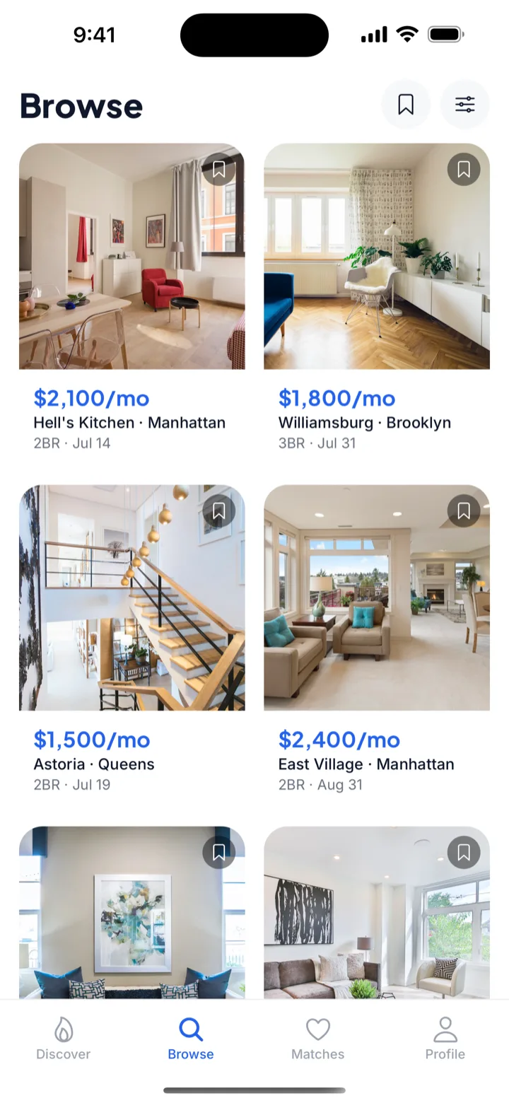 Room-ez Browse screen