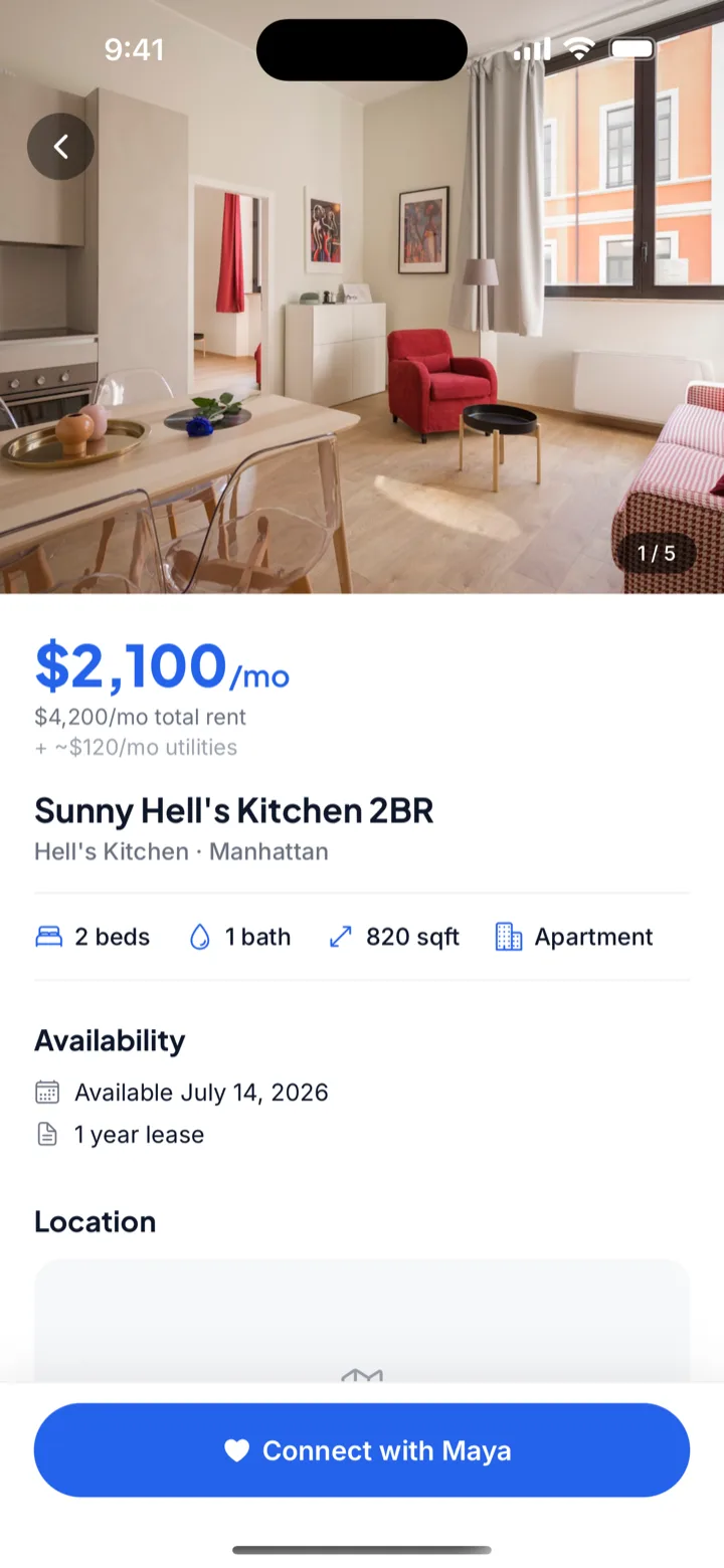 Room-ez Listings screen