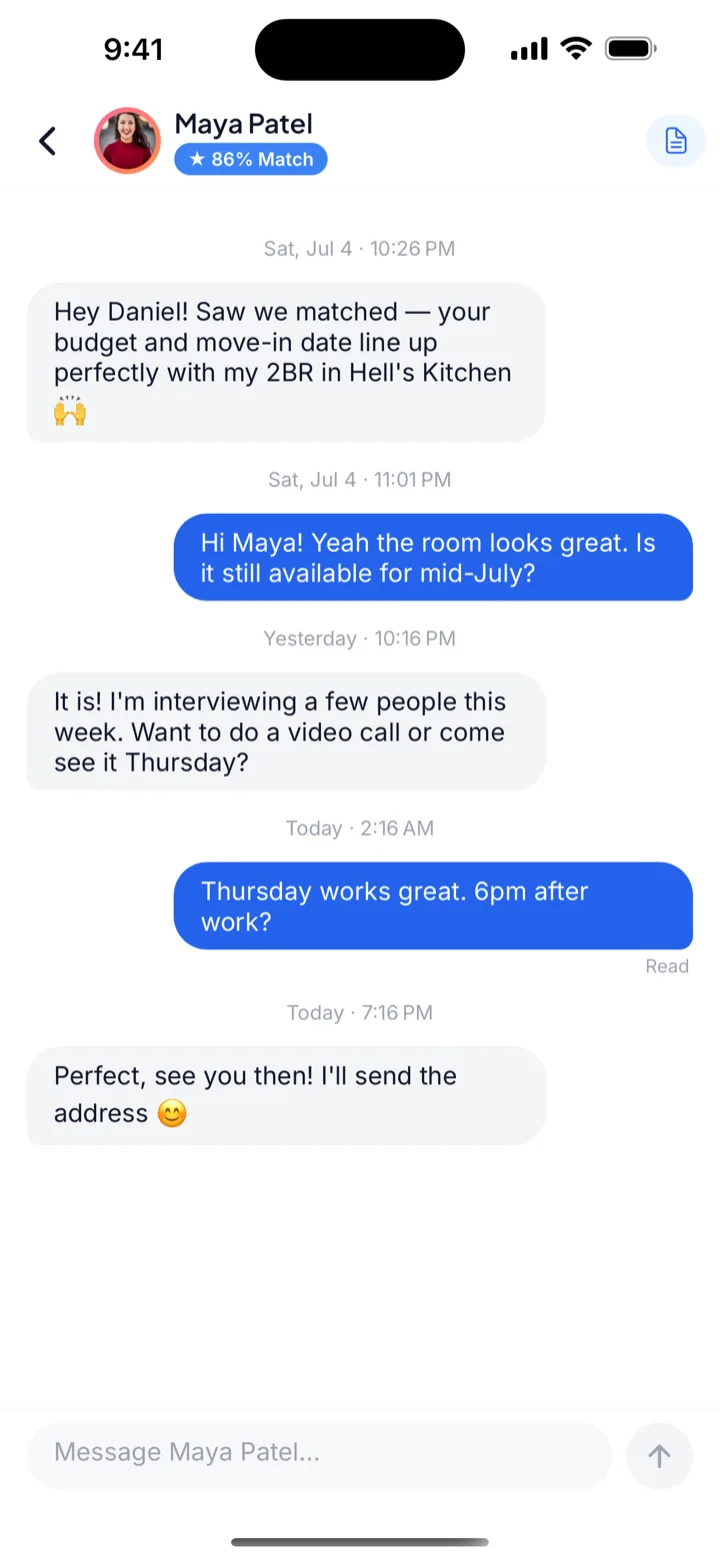Room-ez Chat screen